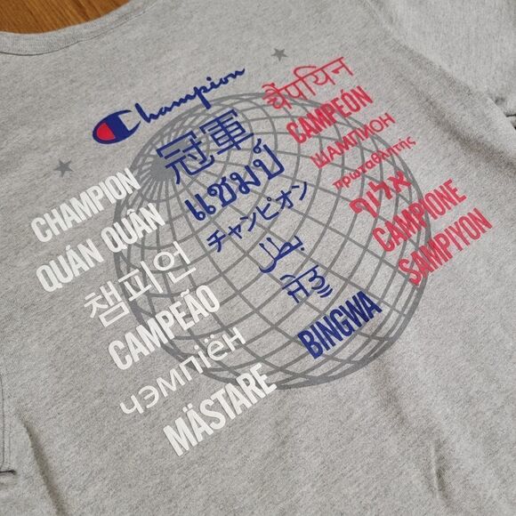Champion International Unity Classic Heritage Tee Reverse Weave Gray White Blue - Picture 4 of 9